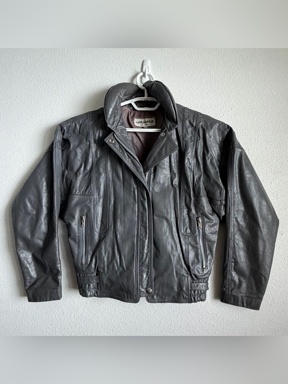 Vintage Split End Ltd Genuine Leather Jacket Womens 9/10 Gray Made in Korea